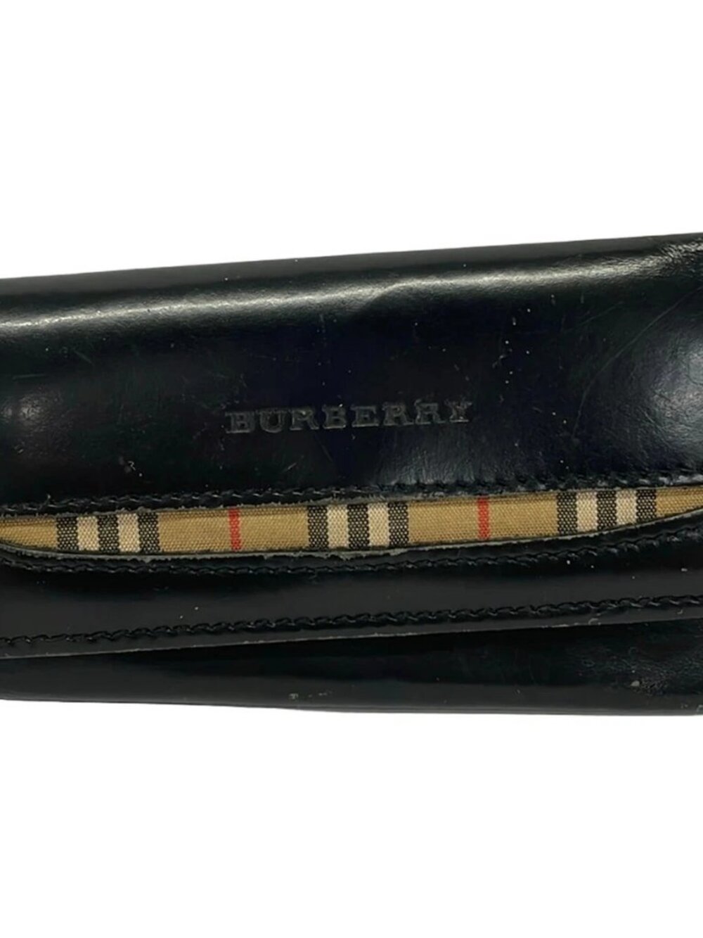 Burberry Black Beige Leather Cotton Hardware Key Case - Picture 1 of 6